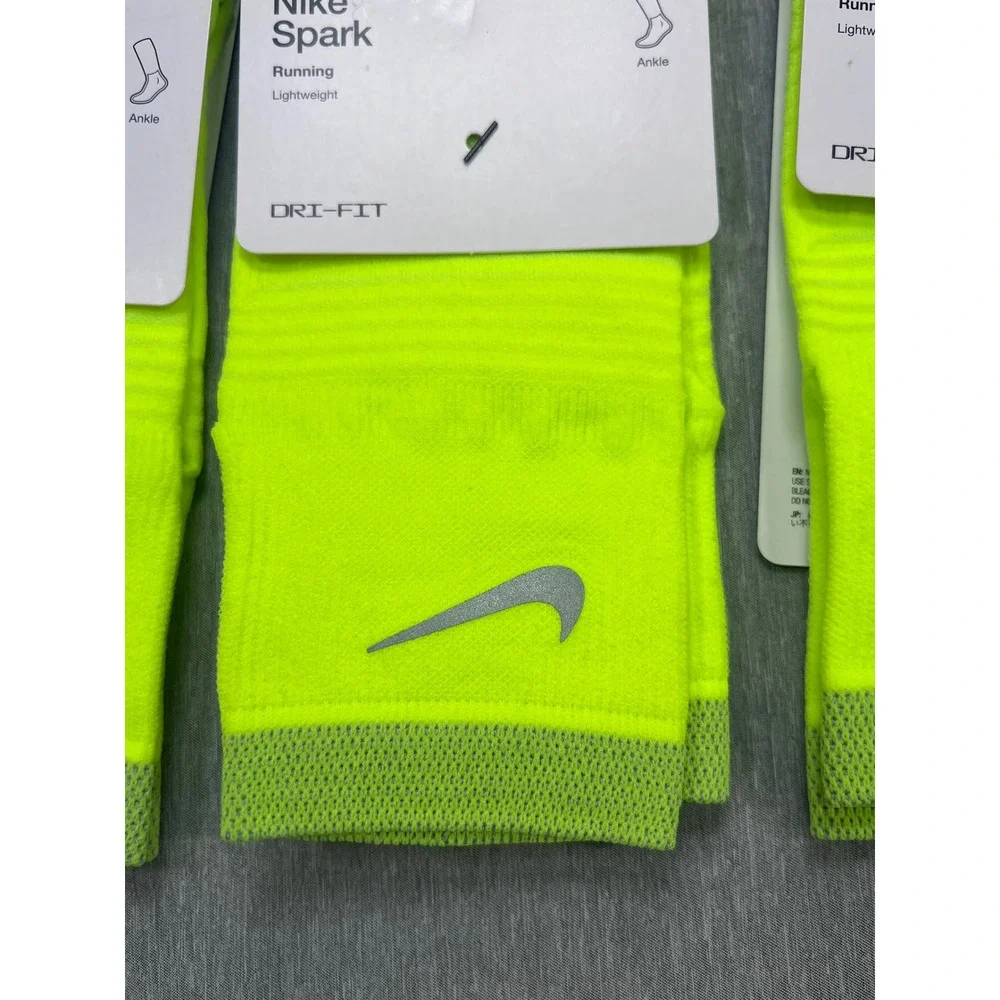3 Nike Spark Lightweight Running Ankle Socks Volt‎ Neon Yellow M 6-7.5 W 7.5-9